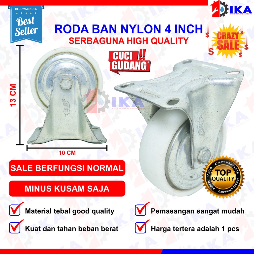 CRAZY SALE | Roda Nilon Nylon murah / Nilon Abus 4 inch mati