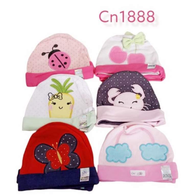 Topi Bayi Import BABY GROW Bordir Motif Boneka