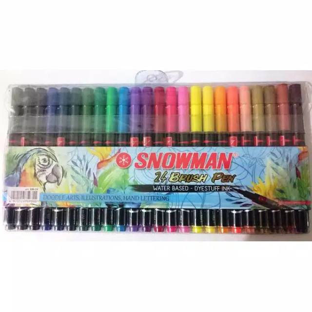 Brush Pen SNOWMAN Spidol Kaligrafi 24 Warna