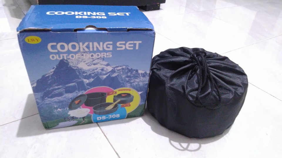 [bisa Cod] Alat Masak Camping Full Set - Cooking Set Ds 308 Sudah Ada Teko Air - Nesting Traveling