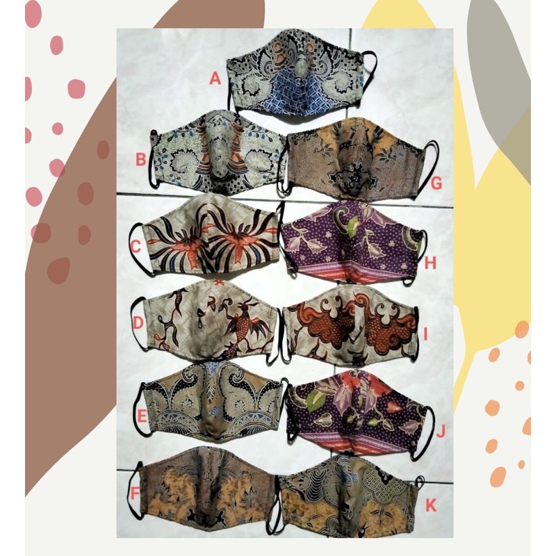 (BAHAN KATUN) Masker nonmedis kain hijab nonhijab motif  batik souvenir gift Indonesia yogyakarta