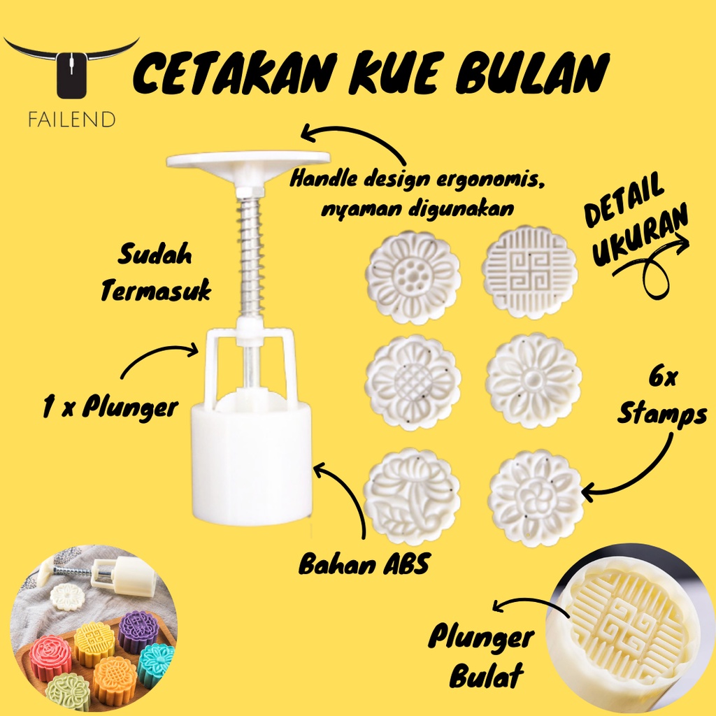 Cetakan Kue Bulan Mooncake Mold Plunger Bulat Bunga