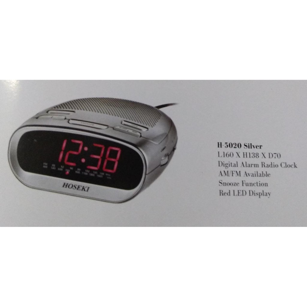 HOSEKI H-5020 Digital Alarm Radio Clock Listrik