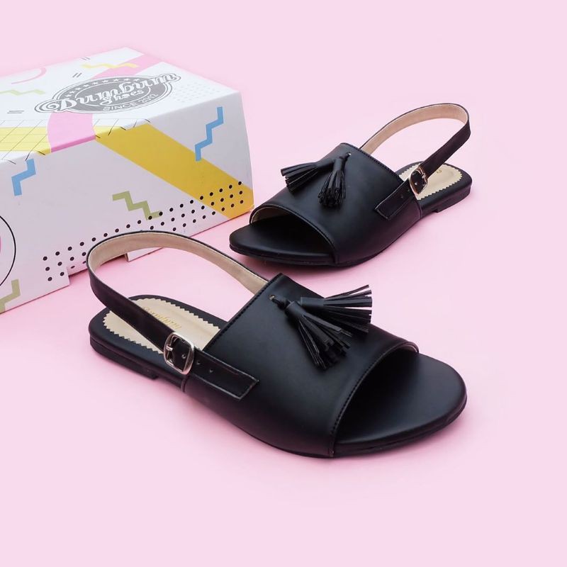 BOWIE (Black) Sandals/Sepatu Wanita Jumbo/Bigsize "Wardah Shoes"