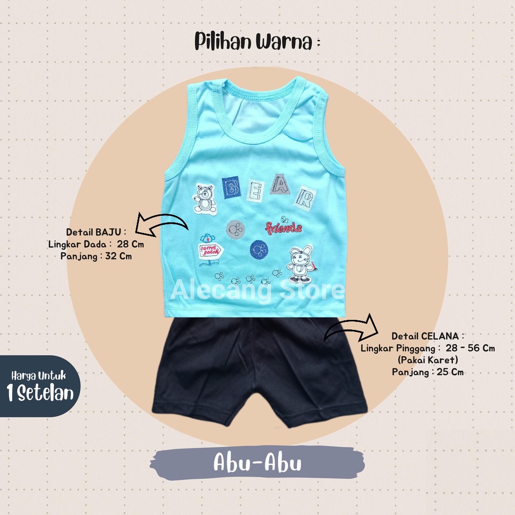 Setelan Baju Kutung Bayi 3 - 12 Bulan merk MAKAYLA motif BEAR FREND