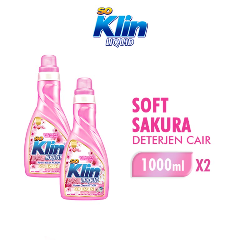 Soklin Deterjen Cair Japanese Sakura Strawberry Botol 1 Liter x2