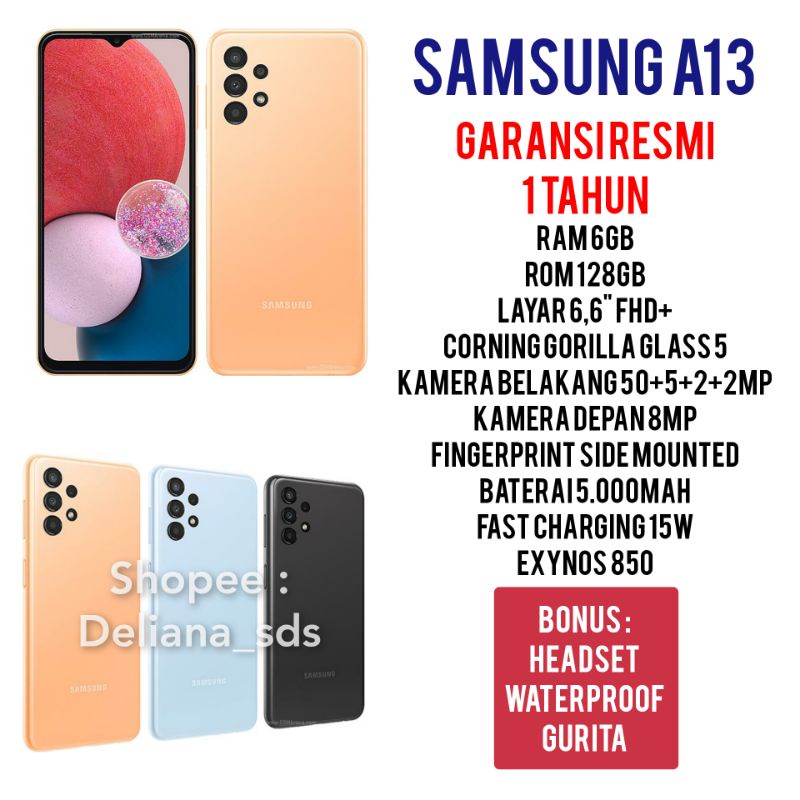 Samsung A13 6/128 6 128 6/128GB Garansi Resmi 1 Tahun Samsung A13 Ram 6GB Sein