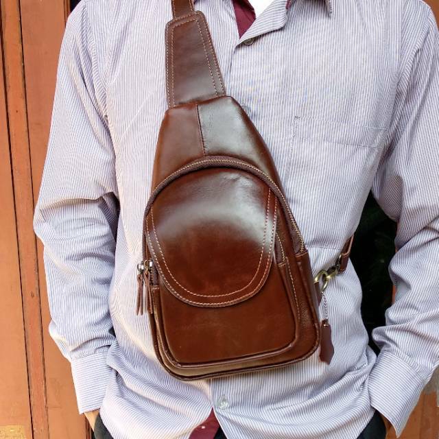 [VALQO] Tas kulit PARVIZ Waist bag Dada Selempang Sling bag Pria Wanita