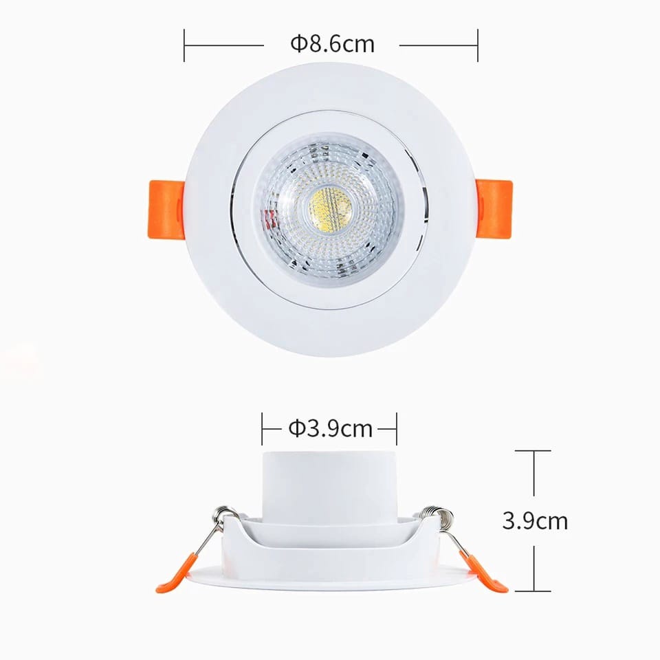 Lampu Downlight COB 5w Spot Sorot LED 5 Watt mata Hologen Lukisan cahaya Putih Kuning 5Watt Almunium