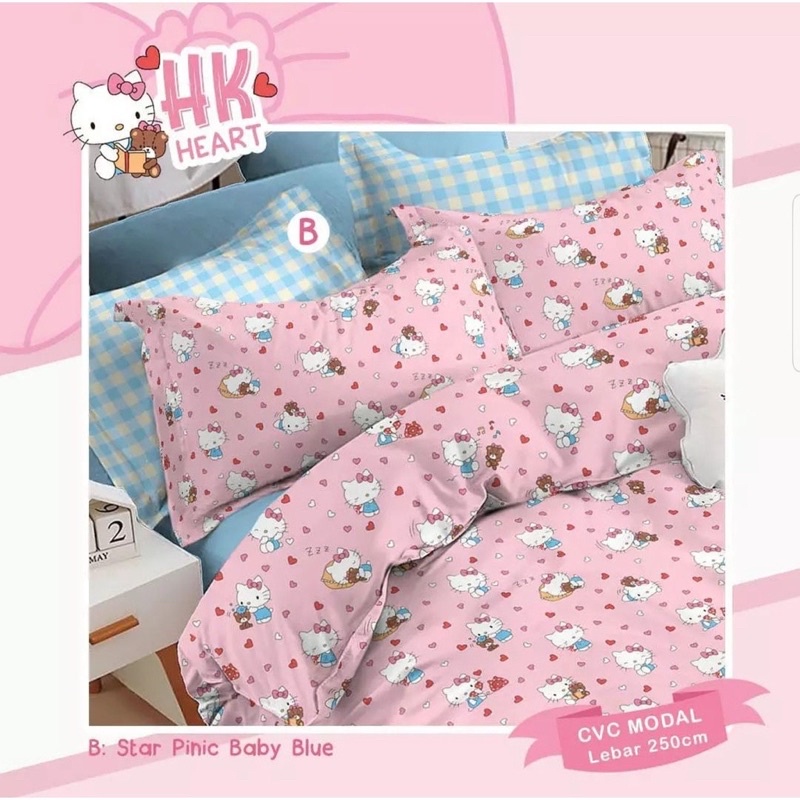 sprei katun star karakter Hello kitty HK heart / sprei spiderman SPD no way home / katun star cvc