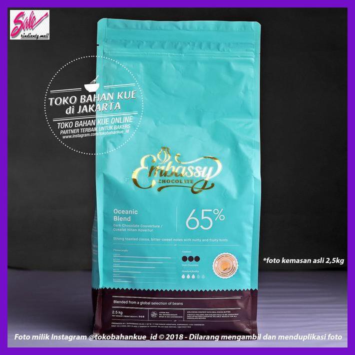 

SAKMACOKLAT- EMBASSY CHOCOLATE - OCEANIC BLEND 65% 100GR DARK COUVERTURE TULIP -MAKANAN-MINUMAN.