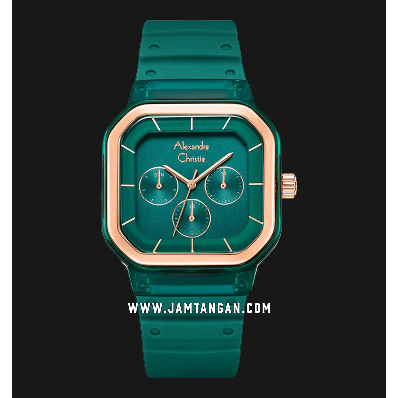 Alexandre Christie AC 2811 BF RRGGN Ladies Green Dial Green Rubber Strap