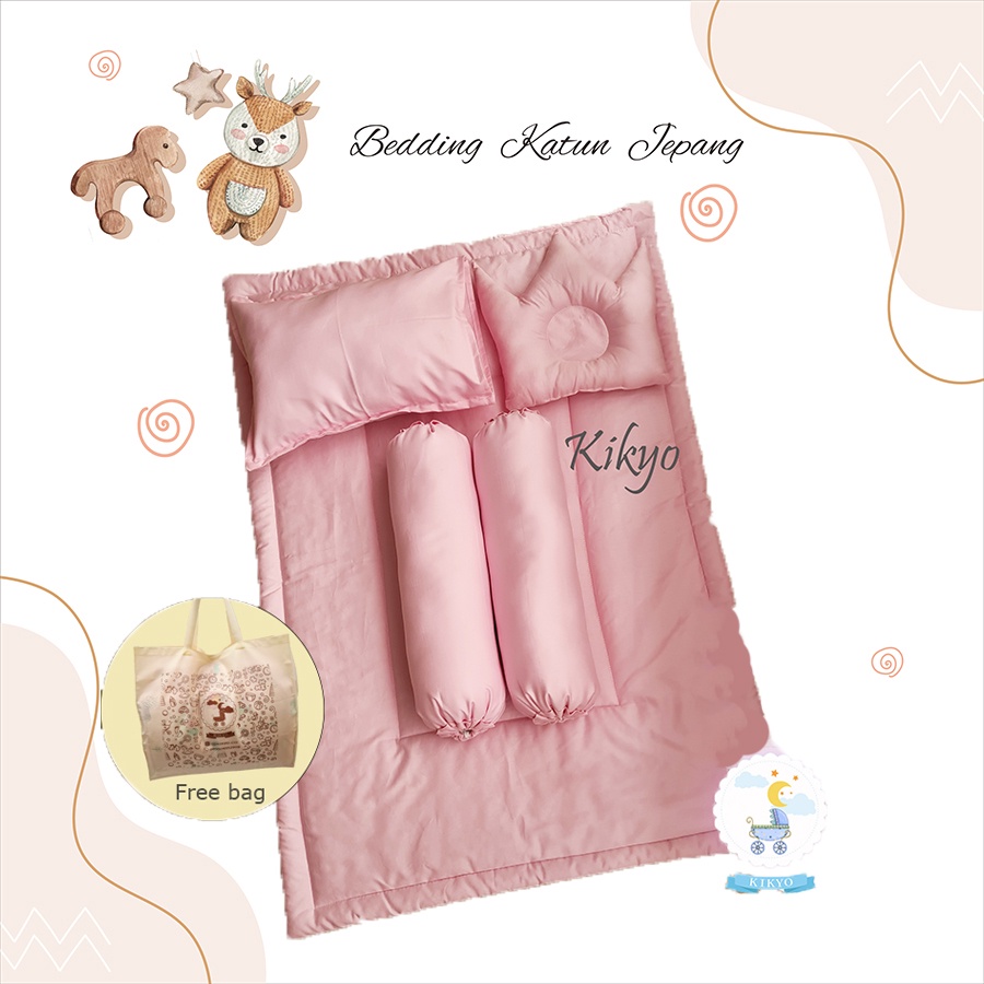 Bedding set baby katun jepang soft pink / bedding set bayi / katun jepang / baby bedding