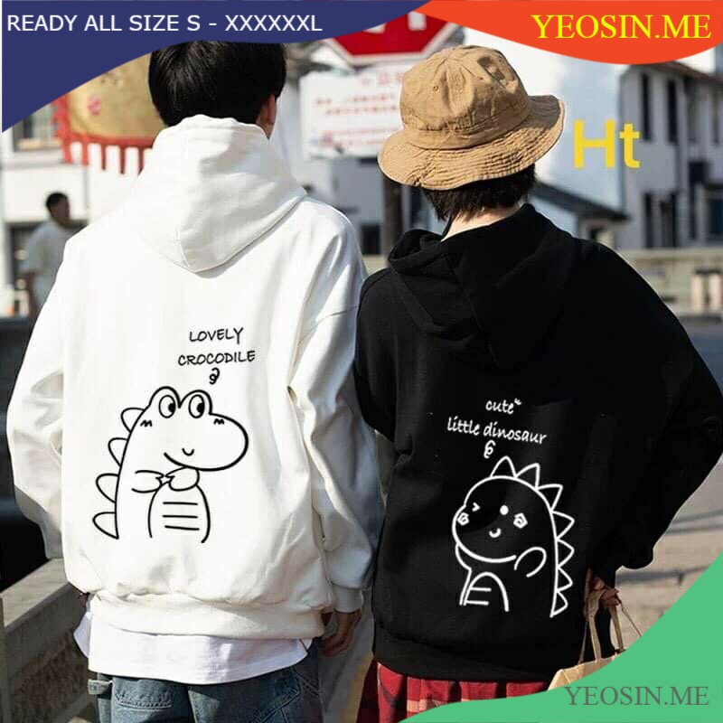 S - XXXXXL(6XL) Hoodie Couple Little DINO & Crocodile Bigsize Jaket Cute Pria Jumbo Jaketin aja