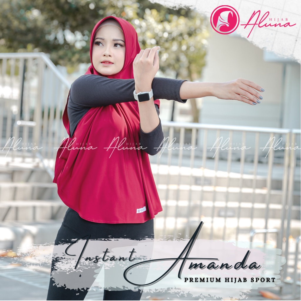 Instant Amanda By Hijab Aluna Official | Kerudung | Jilbab | Hijab | Hijab Instan | Jilbab Instan | Bergo | Khimar | Jersey Stella-Maron