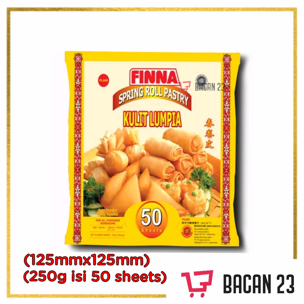 Finna Kulit Lumpia Spring Roll Pastry  ( 50 sheets / 250g ) / Frozen Food / Bacan 23 - Bacan23