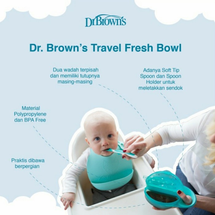 Dr. Brown's Travel Fresh Bowl &amp; Spoon Mangkok Bayi Travelling Feeding