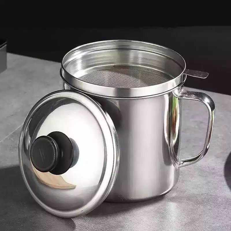 Oil Pot gelas Saringan minyak stainless steel 1.2L