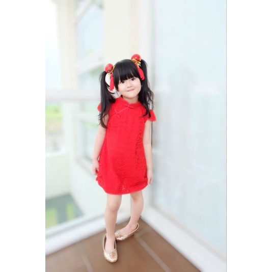 Nacha dress / dress imlek anak dan dewasa /baju imlek anak unik/ dress natal anak dan dewasa/ cheongsam anak dan dewasa