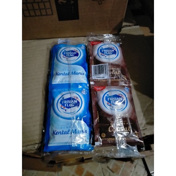 Susu Bendera milk rentengan putih dan coklat. isi 6pcs.