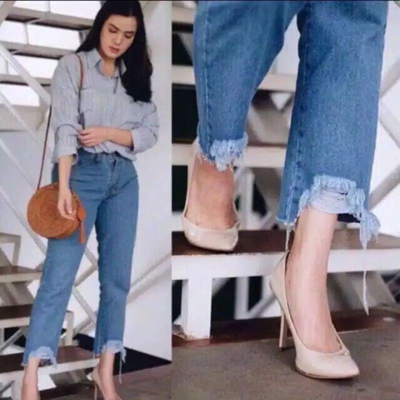 boifren sobek bawah rumbay//jeans wanita kekinian// fashion wanita// kulot jeans