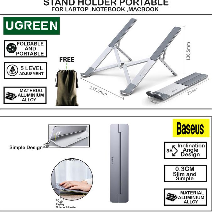 Baseus Stand Holder Lipat Dudukan Meja Laptop Papery Notebook Macbook