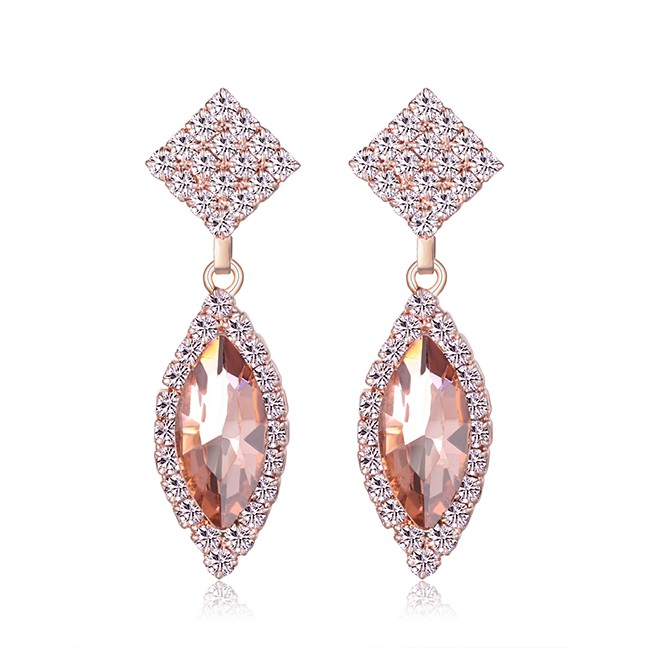 LRC Anting Tusuk Rose Gold Alloy Studded Geometric Earrings F72423