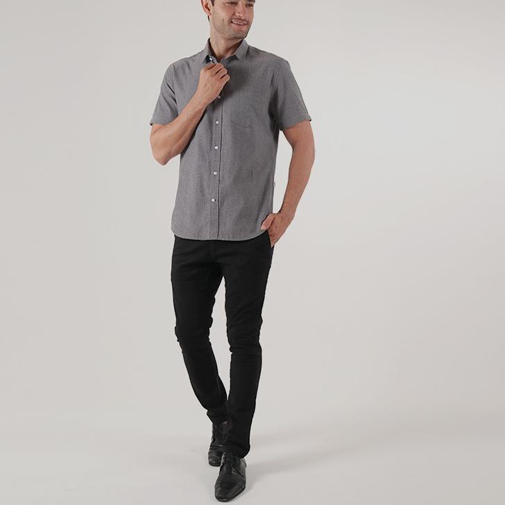 Best Seller (abf-1272) Edwin Jeans Oxford Shirt Lengan Pendek Oxford Black