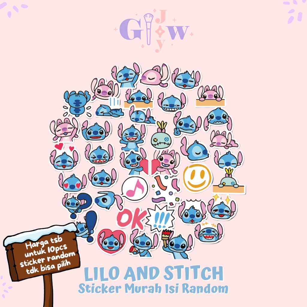 A17 STICKER 10PCS (LILO AND STITCH) anti air notebook scrapbook label tempel motif kartun superhero super hero unik lucu atk alat tulis kantor murah viral termurah kartun komputer leptop handphone hp smartphone koper laptop tembok kulkas disney anime