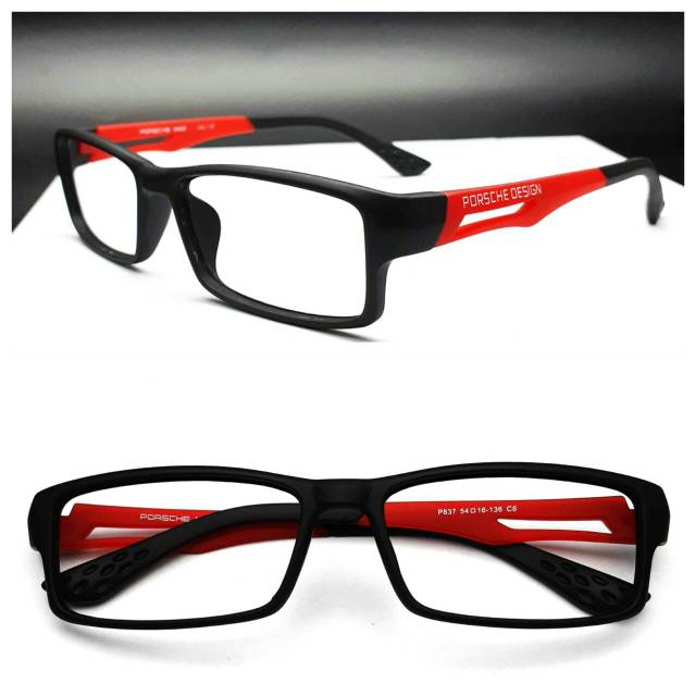 Frame Kacamata Baca Minus Pria Wanita Keren sport lentur Porsh red