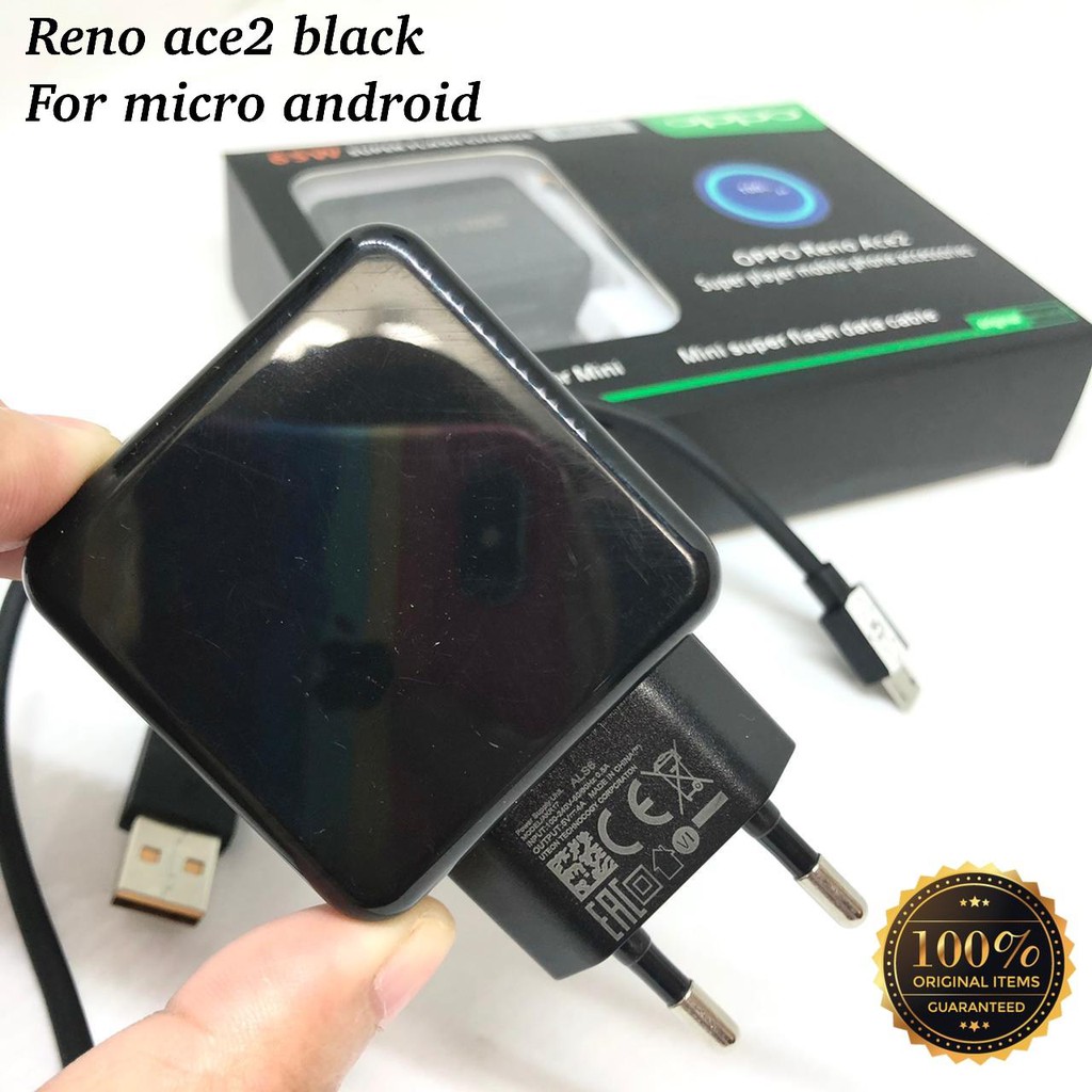 CHARGER CASAN OPPO R17PRO SUPER VOOC 65W RENO ACE 2 TYPE C DAN MICRO USB BLACK EDITION