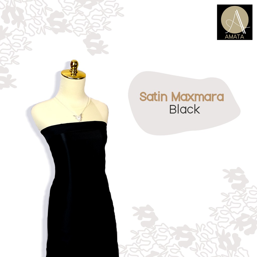 1/2 meter Kain Satin Maxmara / Sateen Velvet Premium Black