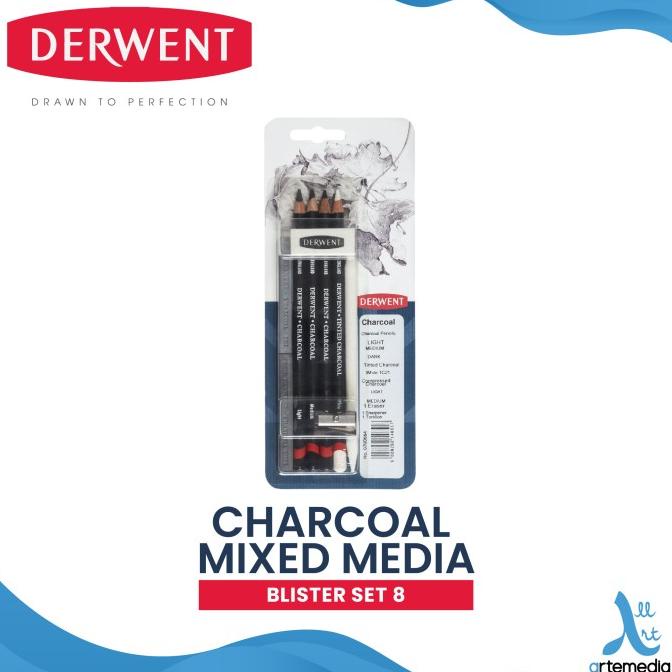 

(BISA COD) Pensil Arang Derwent Charcoal Mixed Media 8 Blister Set TERPERCAYA Kode 30