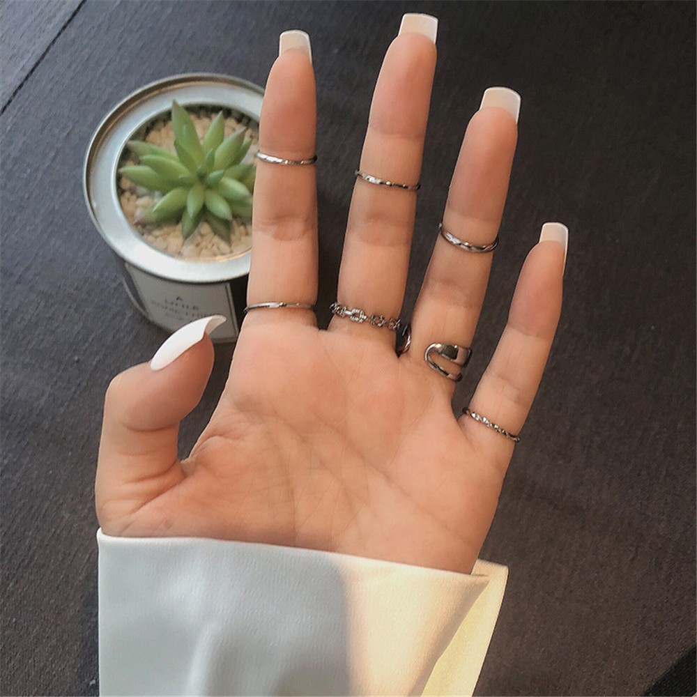 7 Pcs / set Cincin Jari Atmosferik Gaya Hip-Hop