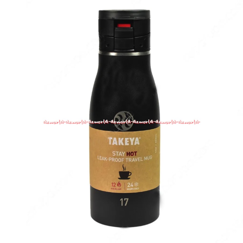 Takeya 500ml Vacuum Flash Black Botol Minum Tahan Lama Panas Dingin