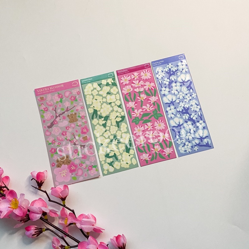 

floral series - sticker set / stiker sheet for jounaling, polcos, decoration, etc