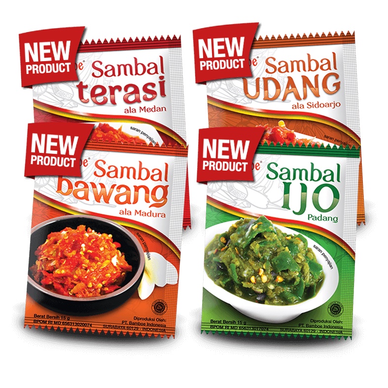 

Bamboe Sambal Sambel Bambu Saset Sachet 15 gr Ijo Udang Bawang Terasi 1pcs Trasi Hijo Hijau Urang Enak Jos Pedas Mantap - Ecer