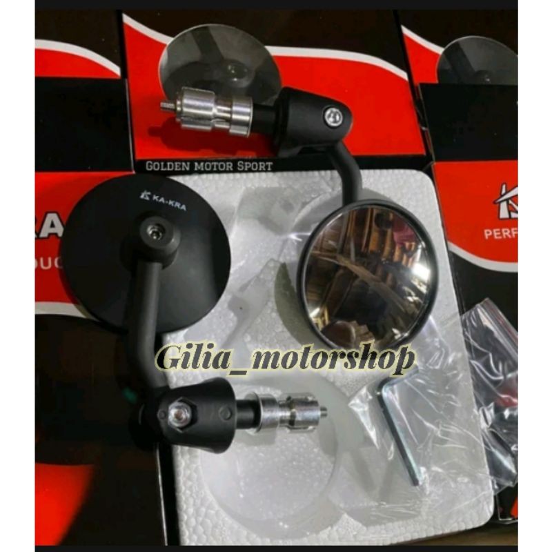 spion Jalu stang bulat universal kaca spion end bar universal kaca cembung kaca putih merek ka-kra