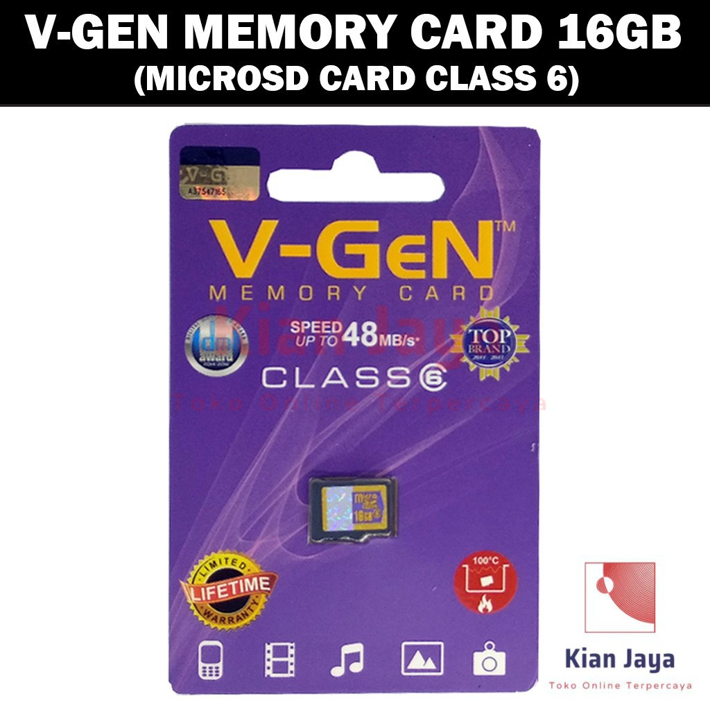 V-GEN 16 GB - Kartu Memori Microsd Card Vgen 16GB Class 6 Original Garansi Seumur Hidup Memory Hp Micro SD