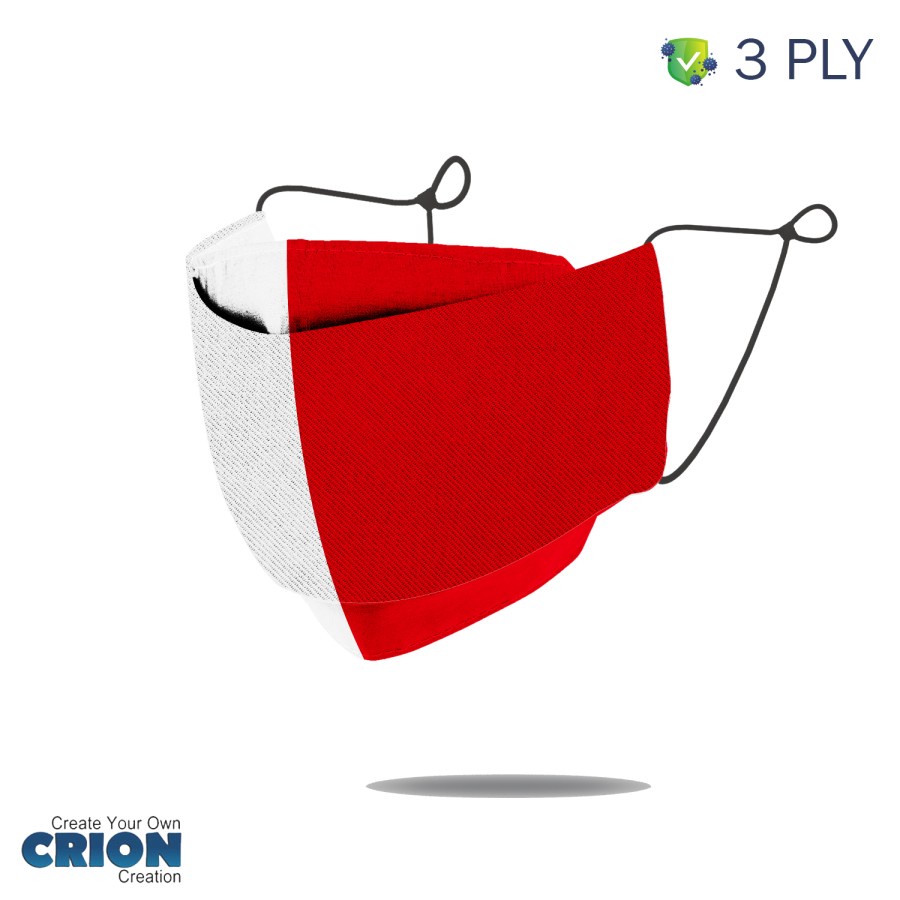 Crion- Masker kain 3d Indonesia merdeka Merah Putih 3ply antibacterial