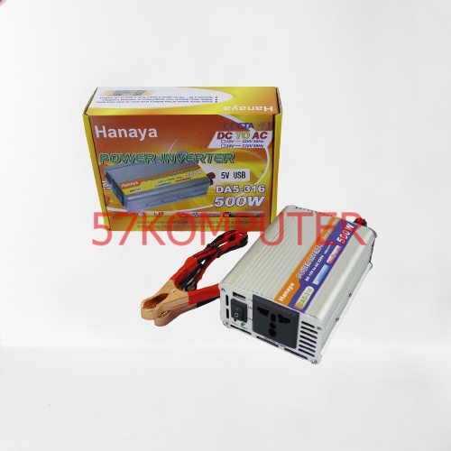 PERUBAH ARUS DC KE AC HANAYA Power Inverter 500 Watt 12 Volt / Inverter 500 W DC 12V to AC 220V mengubah arus DC pada aki ke arus AC 220V (alat elektronik yang biasa digunakan dirumah)