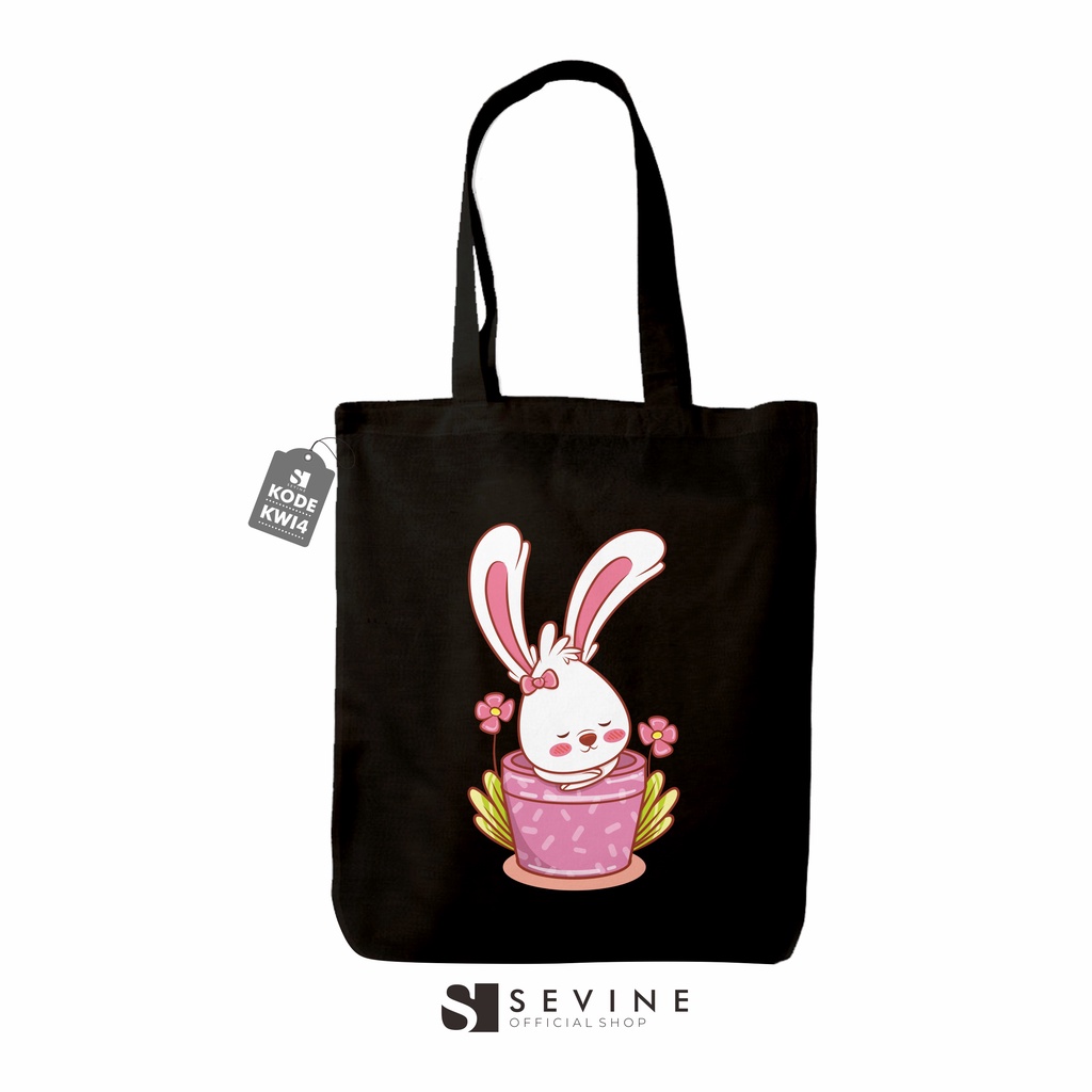 Sevine Totebag Tas Wanita Tote Bag Resleting Kawai Black Series Hitam - KWI4