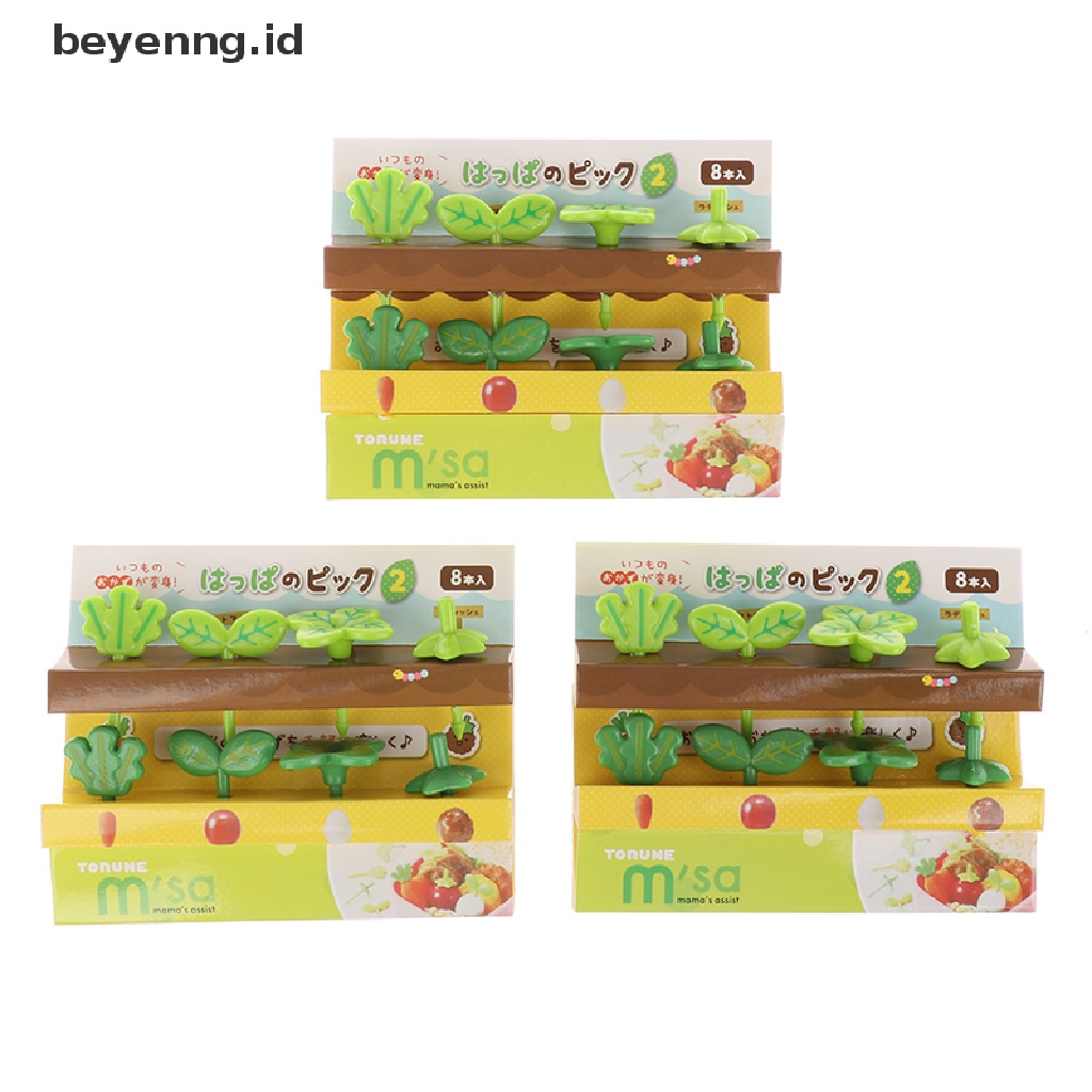 Beyen 8pcsset Pick Buahkue Mini Bentuk Vork Tandenstoker Bladeren Untuk Anakanak
