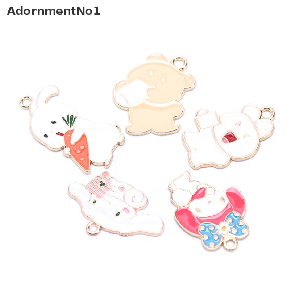 (AdornmentNo1) 10pcs / Set Liontin Enamel Motif Kartun Kelinci / Beruang Untuk Aksesoris Perhiasan DIY