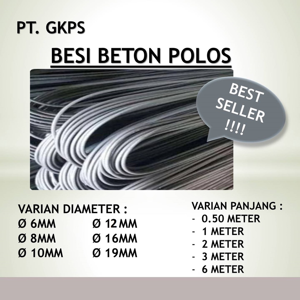 Besi Beton Polos Diameter 12mm x 6 Meter
