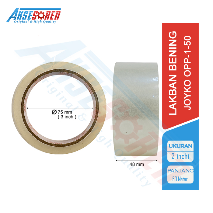 OPP TAPE BESAR JOYKO [48 MM/2 INCHI X 50 M] / LAKBAN SOLATIP SOLASIBAN SOLASI BENING BESAR JUMBO
