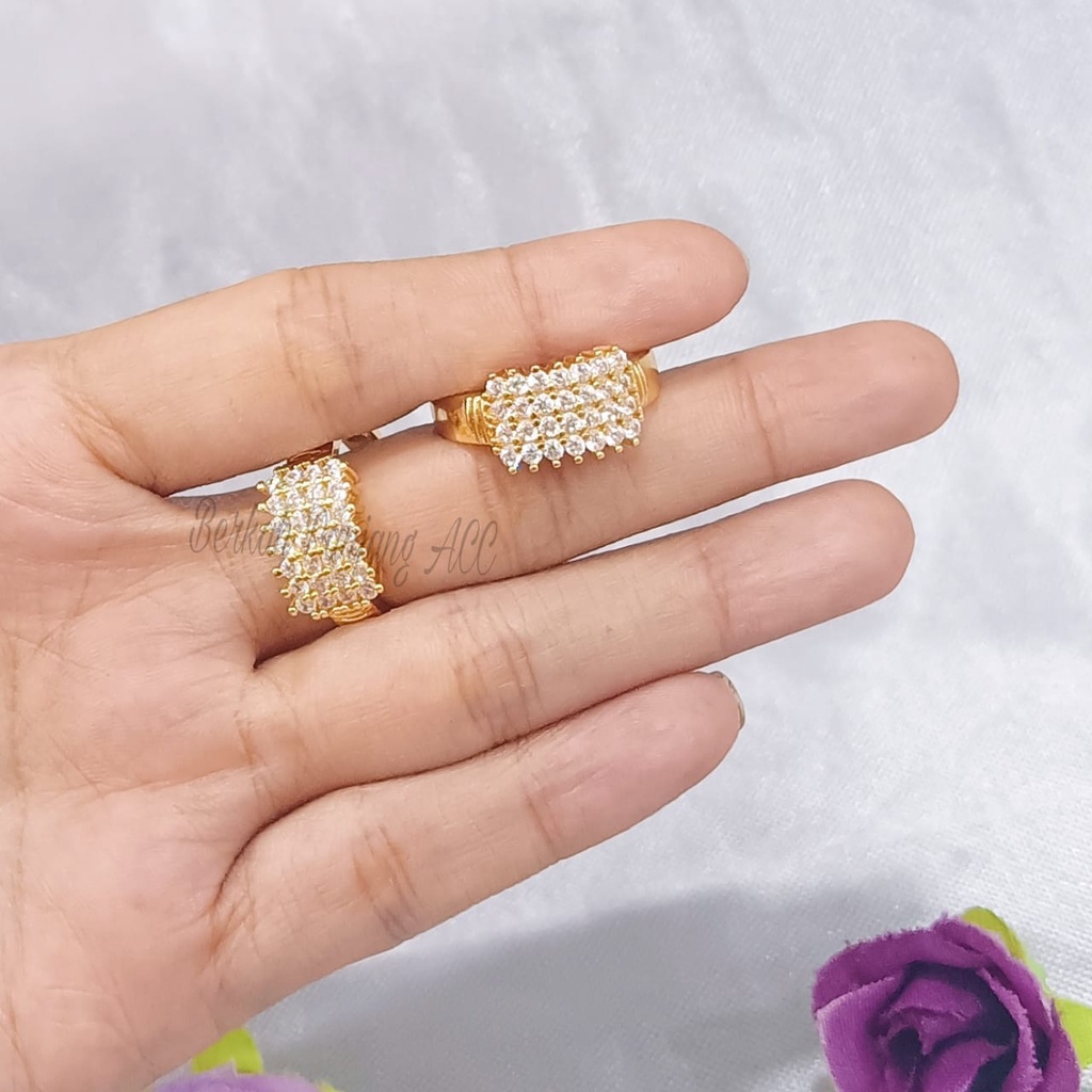 SET DEWASA PERMATA BARIS DIAMOND perhiasan super berkelas fashion korea anti karat dan anti luntur