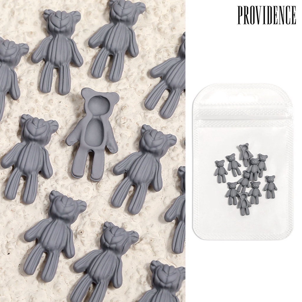 Providence 10pcs / Set Ornamen Kartun Beruang Permukaan Frosted 3d Ringan Untuk Dekorasi Nail Art Wanita