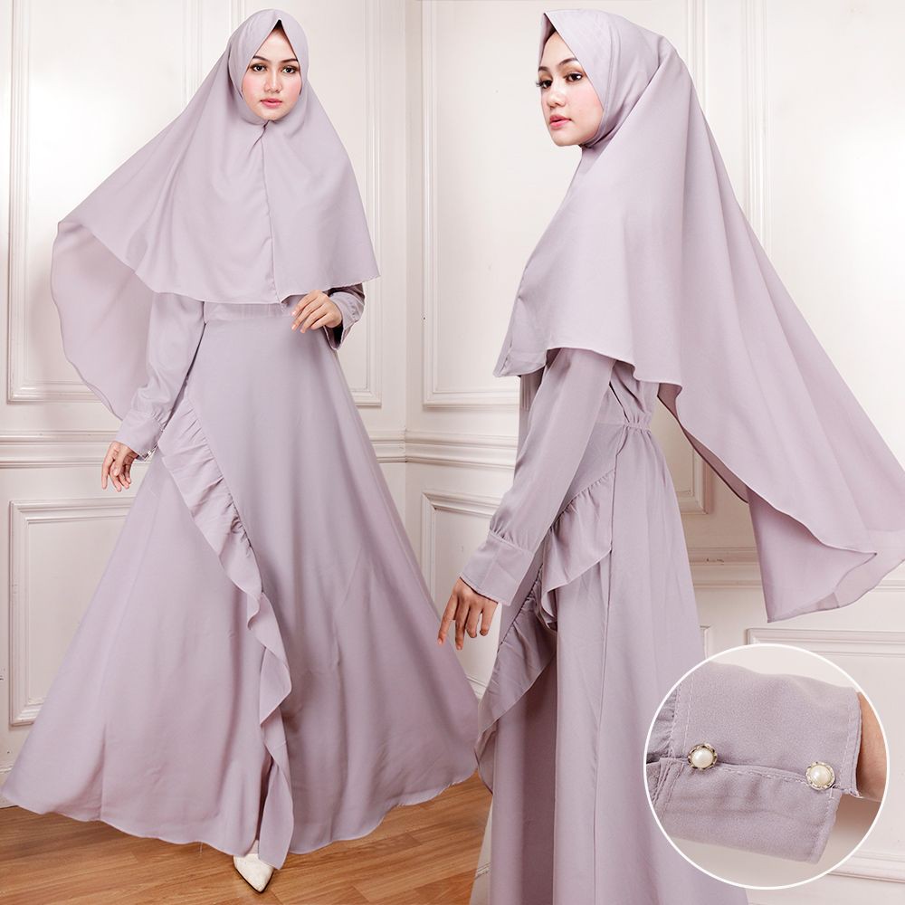 [Syari Nathalia varian warna SW] gamis wanita peach diamond SALEM/ABU/TURKISH/KUBUS