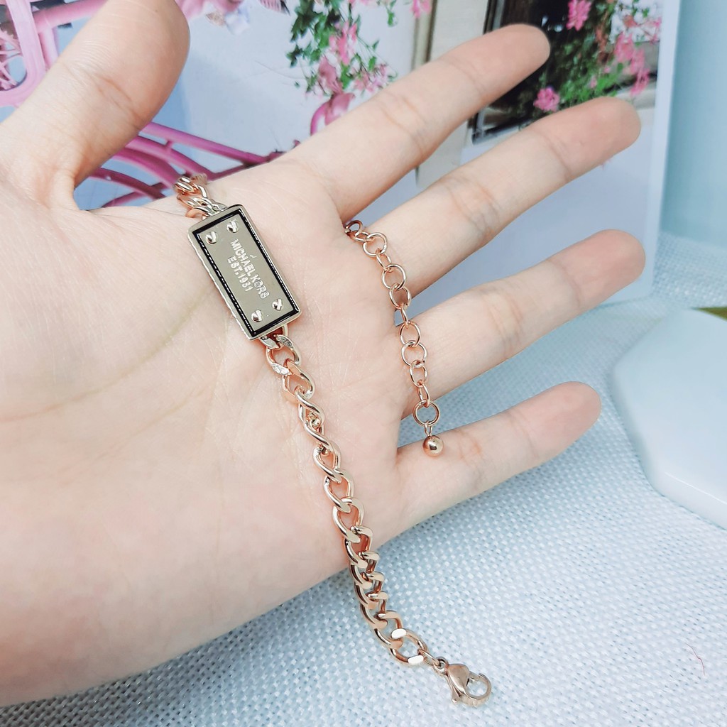 Gelang Titanium Rantai Tebal Motif Plate Rose Gold - BB562